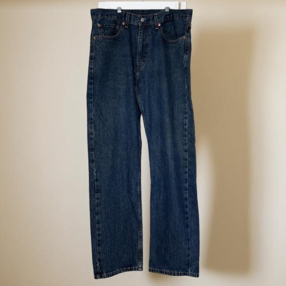 Levis 505 Jeans Mens dark Blue Denim Pockets (34x32)